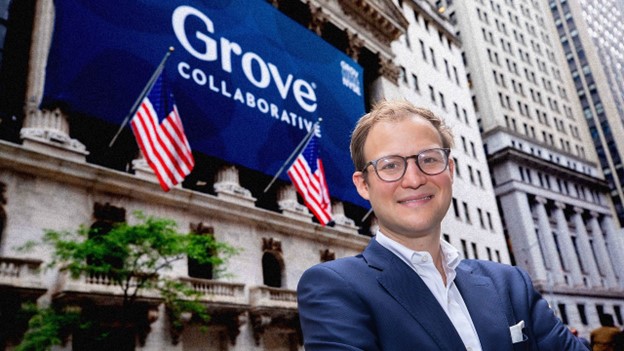 Grove Collaborative founder in front of NYSE